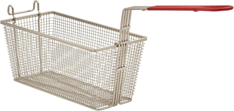 Kratos Commercial Deep Fryer Basket for 40 lb. and 50 lb. / 3 and 4 Burner Commercial Gas Floor Fryers | 13.25" x 6.5" x 6" | Replacement Deep Fryer Basket with Red Handle (29Y-081) - Image 4